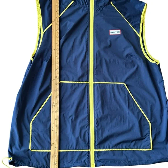 Hunter Brand Full Zip Large Hooded Navy Windbreaker Vest Jacket - Picture 10 of 16